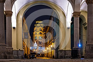 View of Wroclaw market square after sunset, Poland