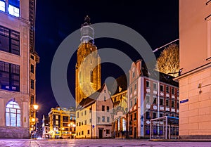 View of Wroclaw market square after sunset, Poland