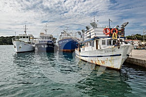 View on yacht, harbor, Adriatic sea and small Croatian town Vrsar, Croatia