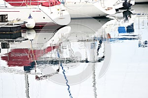 A view of a yacht harbor in Japan.