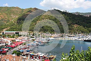 View of the yacht marina in Marmaris