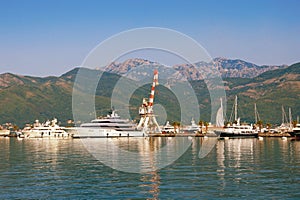 View of yacht marina of Porto Montenegro. Montenegro, Bay of Kotor, Tivat city