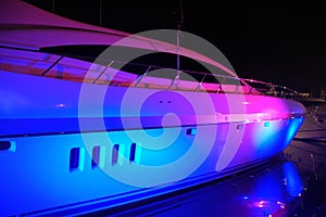 View of Yacht with Party Lighting in South Beach