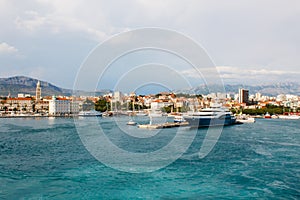 View of the yachts vessels in city bay in Split Croatia