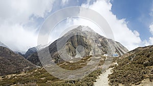 Yak Kharka village and surrounding mountains Annapurna Circuit Nepal photo