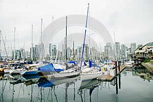 View of Yaletown and Heater Marina from Kitsilano. British Columbia. Canada