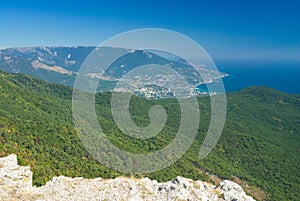 View on Yalta city from the Ai-Petri mountain