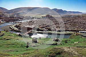 View of the Yarchen Gar Monastery with many shacks