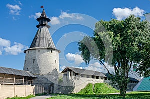 View of the yard of the kremlin in pskov