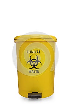 View of yellow bin clinical waste at the hospital