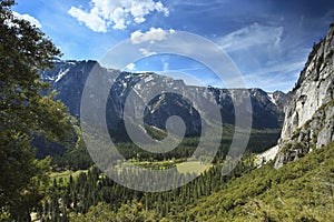 View of Yosemite Valley in spring