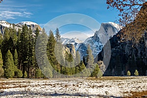 View of Yosemite Valley at winter with Half Dome - Yosemite National Park, California, USA