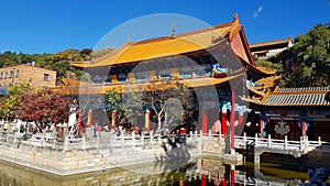 View of the Yuantong Buddhist Temple in Kunming, Yunnan, China