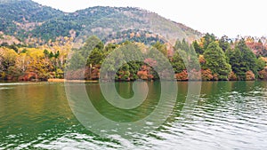 View of Yunoko lake in autumn season at Nikko national park, Nikko, Japan