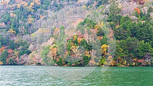 View of Yunoko lake in autumn season at Nikko national park, Nikko, Japan