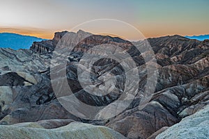 View from Zabriskie Point during sunset in Death Valley