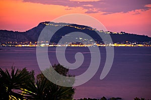 View on Zakynthos town during the sunset, Greece