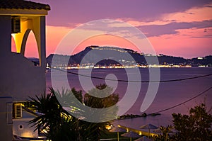 View on Zakynthos town during the sunset, Greece