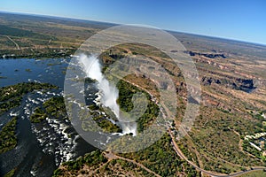 View of Zambezi river and Victoria Falls national park. Zimbabwe