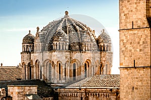 View of the Zamora Romanic Cathedral from the castle