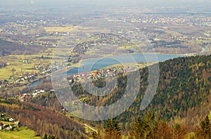 View from Zar mountain on settlement in spring day photo