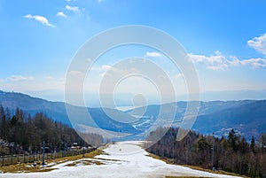 View from Zar mountain in the sunny day. Poland photo