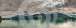 View of the zeller lake during sunrise near Zell am See, Austria....IMAGE