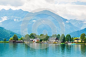 View of the zeller lake during sunrise near Zell am See, Austria....IMAGE