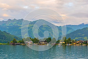 View of the zeller lake during sunset near Zell am See, Austria....IMAGE