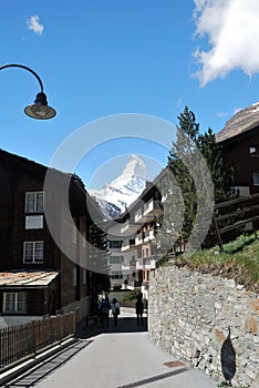 View of Zermatt house, with a mountains