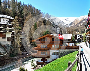 View of Zermatt house, with a mountains
