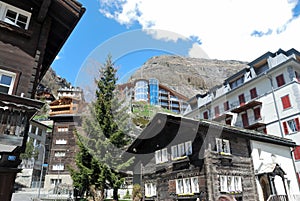 View of Zermatt house, with a mountains