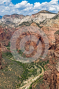 View of Zion National Park from top of Angelâ€™s Landing, Utah, USA