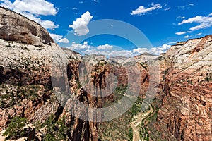 View of Zion National Park from top of Angelâ€™s Landing, Utah, USA