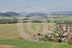 View from Zirkelstein castle near Schona village in Saxon Switzerland on 13th october 2019