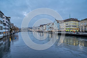 View of Zurich city center, Canton of Zurich, Switzerland