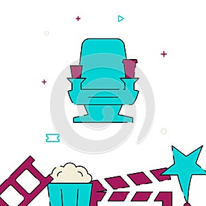 Viewer seat in a cinema filled line icon, simple vector illustration