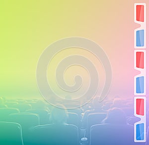 Viewers in 3D movie theater, RGB toning