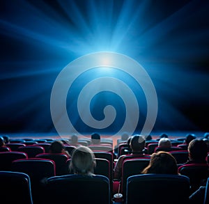 Viewers in cinema with blue star