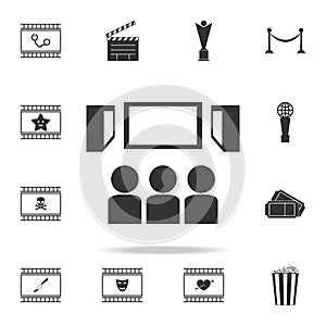 viewers in the cinema icon. Set of cinema element icons. Premium quality graphic design. Signs and symbols collection icon for we