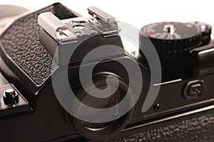 Viewfinder an accessory shoe with speedlight contact on analog camera