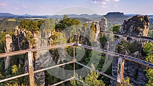 Viewing platform with padlocks at Bastei Bridge, Saxony, Germany