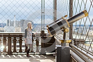 A viewing scope on the Eiffel Tower