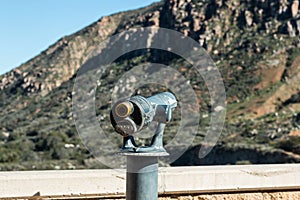Viewing scope at Overlook Pointed Towards Mountain