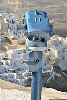 Viewing station over santorini greek island