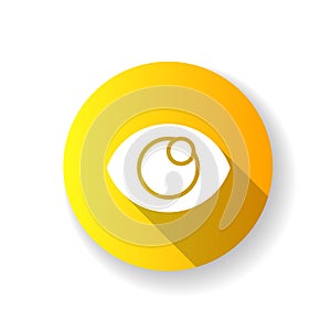 Viewing yellow flat design long shadow glyph icon