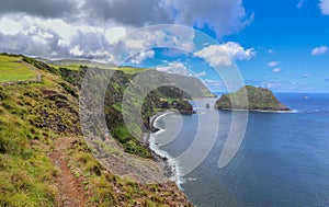 Viewpoint Baia de Alem, on the fairy tale island of Flores Island, Azores, Portugal