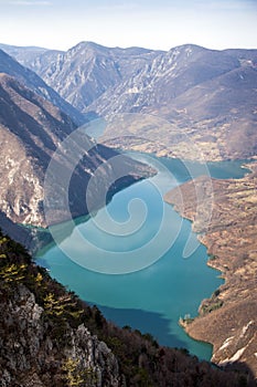 Viewpoint Banjska rock at Tara mountain looking down to Canyon of Drina river, west Serbia