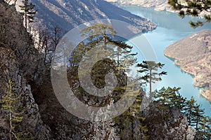 Viewpoint Banjska rock at Tara mountain looking down to Canyon of Drina river, west Serbia