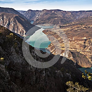 Viewpoint Banjska rock at Tara mountain looking down to Canyon of Drina river, west Serbia